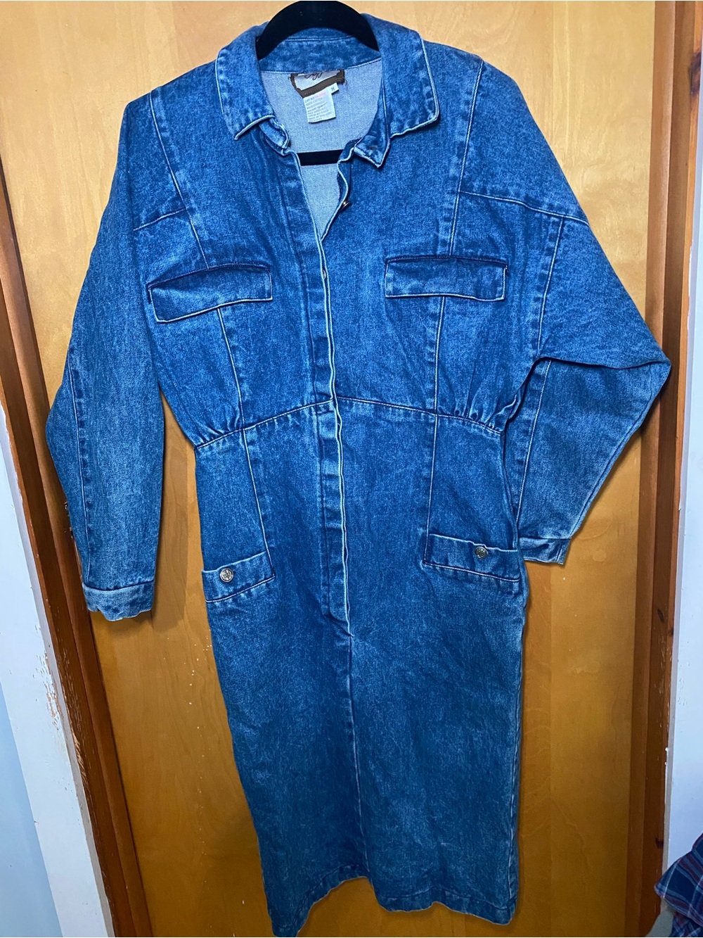 Denim Long Shirt Dress - Classic Blue